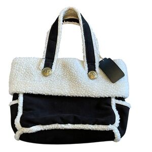 Elegant Sherpa and Suede Tote Bag